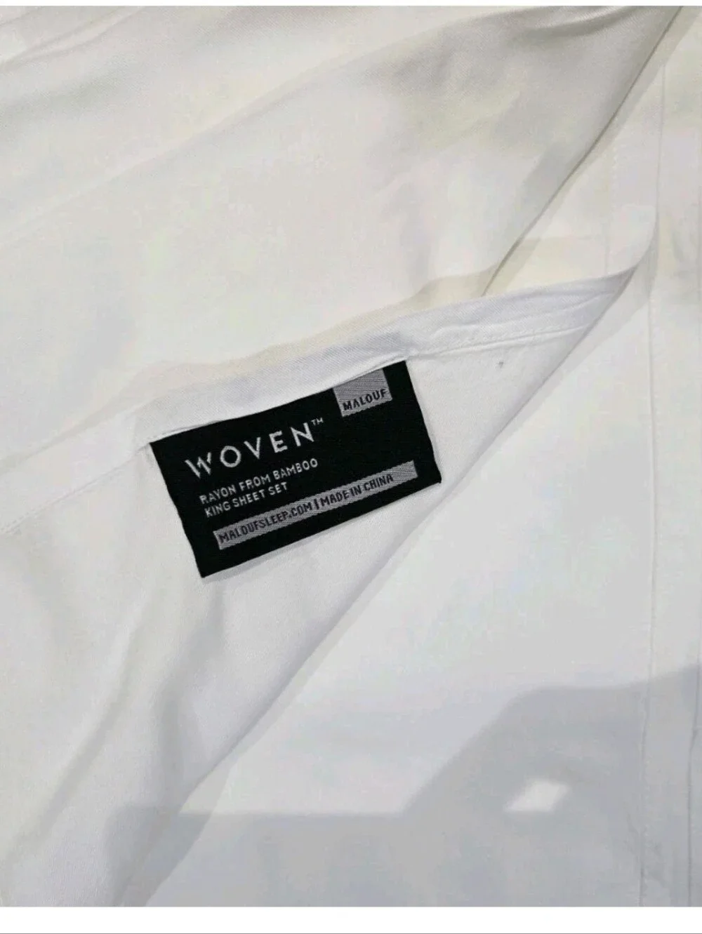 MALOUF WOVEN Flat Sheet King Rayon Bamboo In White. NWOT